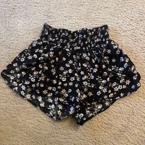 Soft Black Floral Shorts